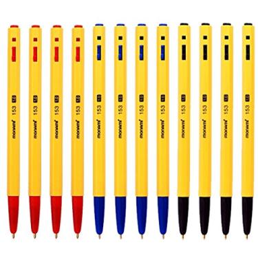 Imagem de Caneta esferográfica Monami 153 1,0 mm caixa dúzia (preto, azul, tinta, vermelha, mistura de 12 canetas)