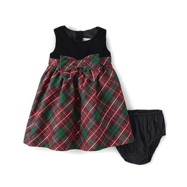 Imagem de Gymboree Vestidos elegantes para ocasiões especiais sem mangas para bebês meninas com capa de fralda, Vermelho real, 0-3 Meses