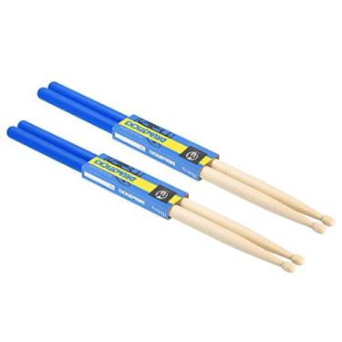 Imagem de PATIKIL Baqueta de madeira de bordo antiderrapante empunhadura para bengala de bateria 5A azul 2 pares para percussão de instrumentos musicais de percussão
