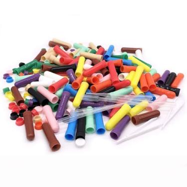 Imagem de zison 120 PCS Essential Oil Aromatherapy Blank Nasal Inhaler Tubes(Including 130 Unscented Wicks +5 Polyethylene Pipette Droppers +2 Plastic Tweezers)
