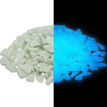 Imagem de Wesiti Cascalho que brilha no escuro, decorações fluorescentes que brilham no escuro rochas de aquário pedras decorativas de cascalho para jardim e sala de plantador estético, 300 g (8-15 mm, azul celeste)