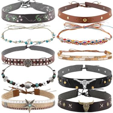 Imagem de 10 pulseiras de chapéu de cowboy para mulheres e homens, pulseiras de chapéu de vaqueira feitas à mão, de substituição, chapéu de pérola, chapéu masculino Fedora Panamá, Multicor, 1 Count (Pack of 10)