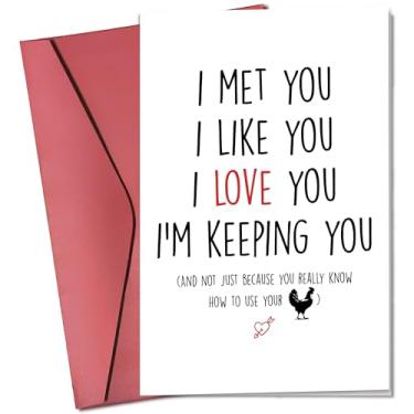 Imagem de Cartão de felicitações engraçado com envelope - presentes de casal para ele da esposa, namorada - presentes I Love You para namorado, marido, ele - cartão de aniversário romântico - cartão de