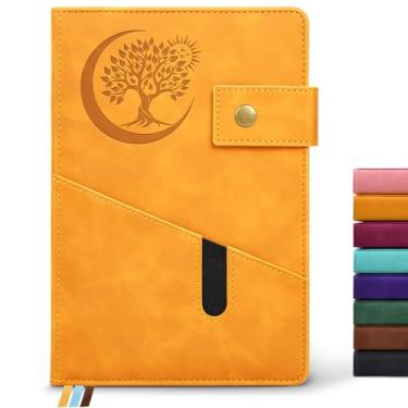 Imagem de PAIBAS Caderno em branco, caderno de desenho A5 de couro de capa dura com 200 páginas, papel branco grosso para homens e mulheres, diário de desenho e escrita sem forro, caderno liso de 15 x 21 cm