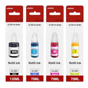 Imagem de ASANSH Garrafas de refil de tinta GI-290 GI290 GI-190 GI190 compatíveis com Pixma G1100 G1110 G2100 G2110 G3100 G3102 G3110 G4100 G4102 G4110 impressoras (4110 - Pacote)