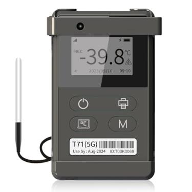 Imagem de Frigga t71 4g / 5g registrador de dados de temperatura reutilizável em tempo real com sensor externo monitor remoto de temperatura termômetro digital de geladeira recarregável monitoramento