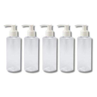 Imagem de Kit 5 Frascos Tampa Válvula Pump 100ml Cilíndricos Viagem Sabonete Liq