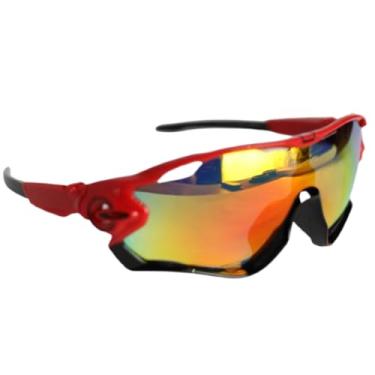 Imagem de Óculos de Sol para Ciclismo Esportivo - Proteção UV, Lentes Polarizadas e Armação Durável | Modelo Preto UV400 (PRETO E VERMELHO)