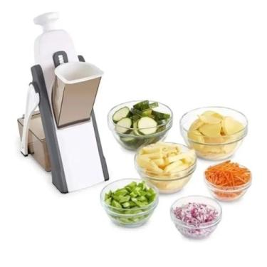 Imagem de Cortador Multifuncional 5 Funções Plástico Aço Inox Fatiador Descascad