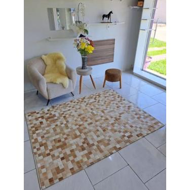 Imagem de Tapet De Couro Quadriculado Natural Bovino 2,00 x 1,50 m (Bege)