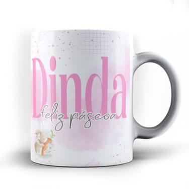 Imagem de Caneca xicara porcelana Madrinha Dinda Feliz Páscoa 25 (Branca)