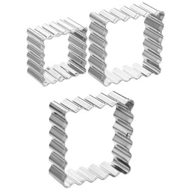 Imagem de Vários variados de aço inoxidável retângulo de biscoito Moldes de biscoito de borda canelada Conjunto de cortador de fondant de biscoito retângulo (3 pacotes)