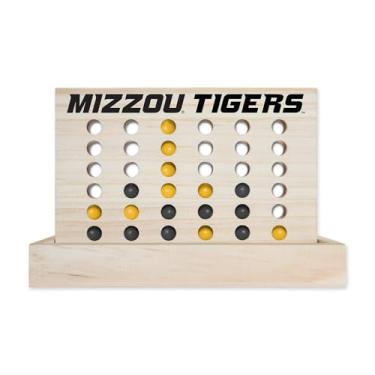 Imagem de Rico Industries NCAA Mini Travel Team 4 in A Row Mini Game- Wooden, Team Colors, 5.5" x 8" (Missouri Tigers)