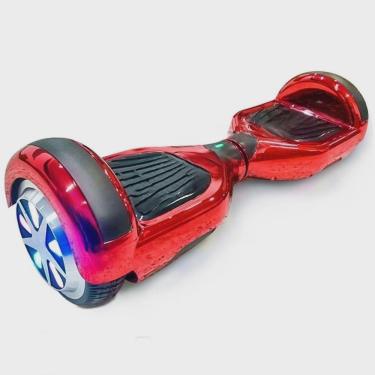 Imagem de 6 Polegadas Hoverboard Skate Eletrico Infantil Crianca Bluetooth Bivolt Com Leds Colorido Roda Overboard Vermelho Cromado Luuk Young
