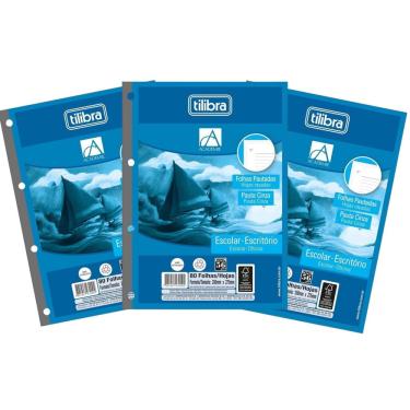 Imagem de Kit 03 Refil Caderno Argolado Fichário Tiliflex Universitário Pautado Académie 80 Folhas Tilibra