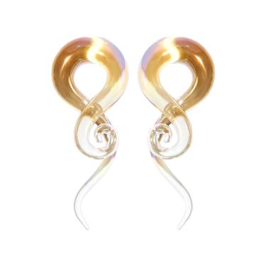 Imagem de Glupez 2 peças de alargadores de orelha em espiral de vidro, alargador, extensor, gancho, alargador, brincos de alargamento, túneis, piercing corporal, joias para mulheres e homens, 4G-1/5.1 cm, 5