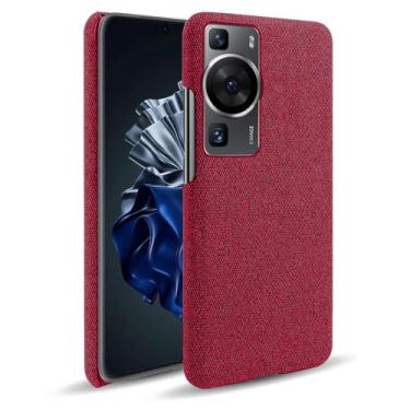 Imagem de Capa para Huawei P60 Pro,Capa desenhada em lona,Case Protetora Ultrafina com Empunhadura Macia,Design em Tecido Antichoque e Antiarranhões-Red