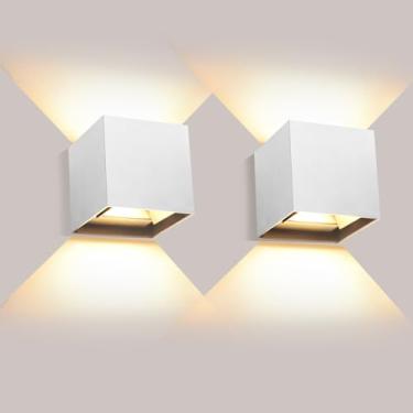 Imagem de Boaskul Pacote Com 2 Arandelas De Parede Externas 20 W, 3000 K, Luminária Moderna Para Varanda, Montagem Na Parede, Iluminação Frente Casa, Garagem, Corredor