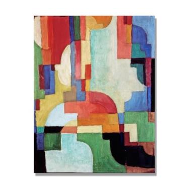 Imagem de Impressões em tela famosas. "Color Shapes 15.2 cm por August Macke, reproduções de arte clássicas, decoração de parede moderna para sala de estar escritório. 50 x 65 cm-19,6 x 25,5 pol. sem moldura