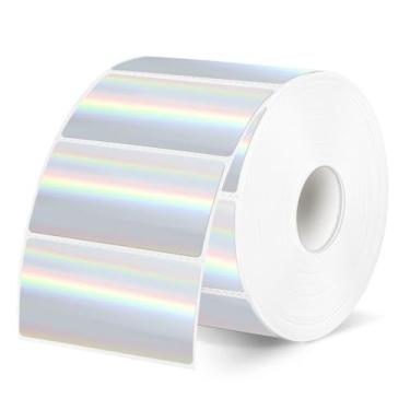 Imagem de Etiquetas térmicas holográficas de 5 x 2,5 cm, adesivos de impressora térmica com glitter prateado, adesivos autoadesivos à prova d'água para impressora de código de barras, nome, endereço, 300