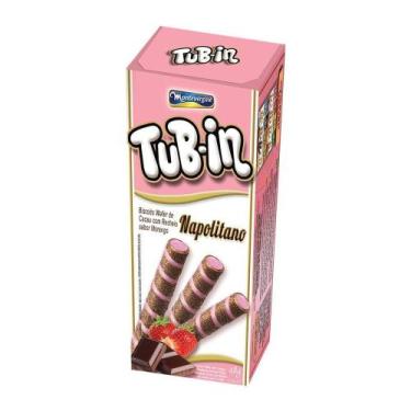 Imagem de Tubinho de Wafer Tub-In Napolitano 24un x 48g  Montevérgine - Montever