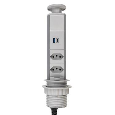 Imagem de Torre Tomada  Embutir 16A 2 USB + 2 Elétrica plugs 10A 16A e 20A - Cin