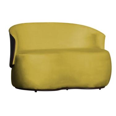 Imagem de Namoradeira Decorativa Beatriz Orgânica Composê Couro Marrom Veludo Am