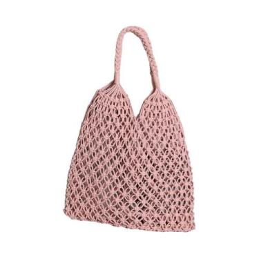 Imagem de Bolsa Tote de Palha Grande com Alças - Estilo Vintage para Praia e Com