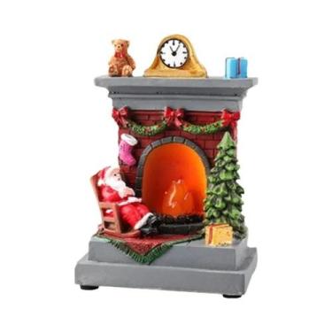Imagem de Luminária de Mesa LED de Natal - Papai Noel e Boneco de Neve em Resina