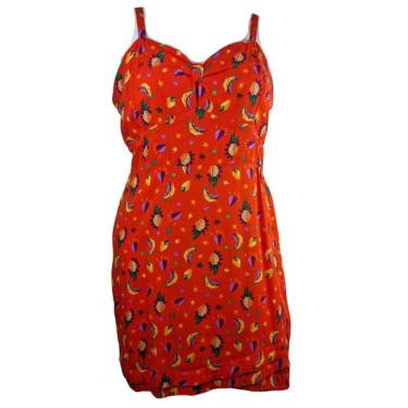 Imagem de Vestido Doce Atitude Plus Size Laranja Abacaxi Viscose 100%