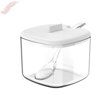 Imagem de Açucareiro Break 200ml Com Tampa + Colher Transparente OU, Branco