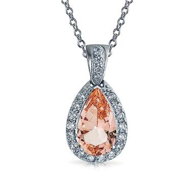 Imagem de Joia de noiva clássica em forma de pera 60 x 38 cm solitário lágrima halo AAA 15CT CZ simulada esmeralda verde pingente colar para mulheres formatura dama de honra casamento banhado a prata, One Size, Gema Metal, Zircônia cúbica