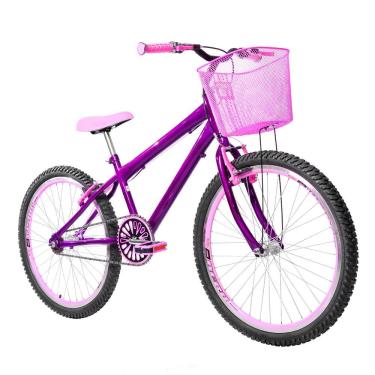 Imagem de Bicicleta Feminina Aro 24 Aero + Kit Proteção Cor Violeta E Rosa