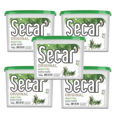 Imagem de Kit Com 5 Evita Mofo Secar 180g Antimofo Guarda Roupas Armários Closet Gaveta Despensa Umidades Bolor Fungos Bactérias Mau Cheiro (5, Alecrim)