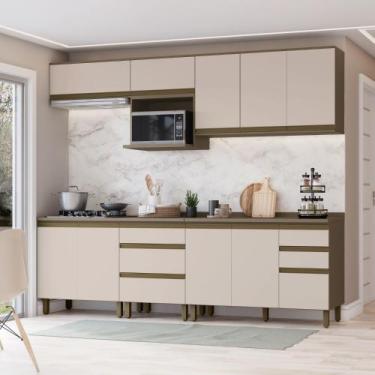 Imagem de Cozinha Modulada Compacta 260cm para Apê 10 Portas 5 Gavetas com Tampo