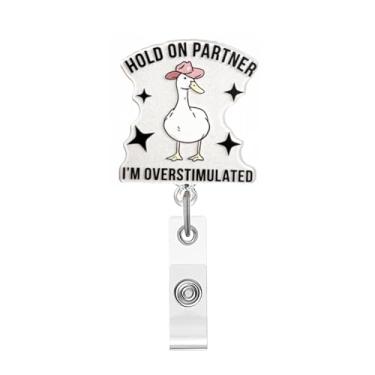 Imagem de Carretel de crachá de pato estúpido engraçado, lindo crachá de acrílico para crachá de identificação, suporte retrátil telescópico, clipe de jacaré, acessórios para enfermeiras, trabalhadores médicos