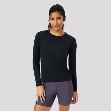 Imagem de Camiseta Manga Longa Hering Proteção UV Feminina Preta, GG