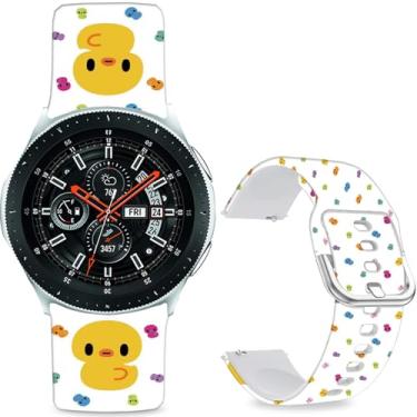 Imagem de Sjiangqiao Pulseiras estampadas com padrão compatível com Samsung Galaxy Watch de 46 mm/Watch 3 de 45 mm/Gear S3 Frontier/Classic/Pebble Time/V, pulseira de silicone de 22 mm para homens e mulheres