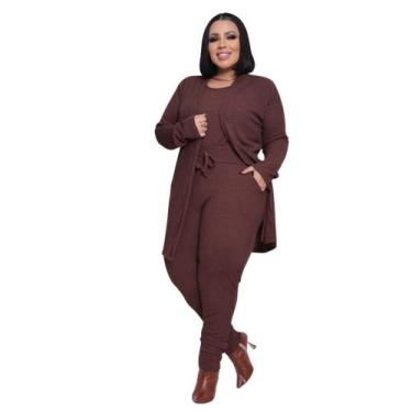 Imagem de Trijunto Cárdigan Plus Size G1 G2 G3 G4 1 Geração - Reyn Store, Marrom