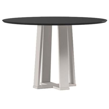Imagem de Mesa De Jantar 120 Cm Isabela Com Vidro Off White Preto – New Ceval