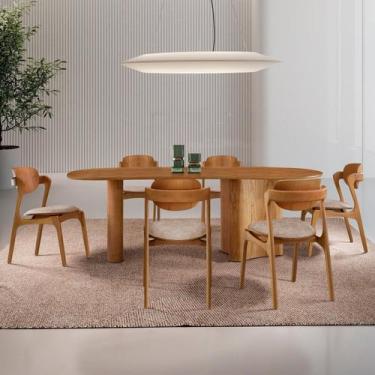 Imagem de Conjunto Mesa 180cm X 80cm Tampo Mdf Canto Copo 6 Cadeiras Celeste - M