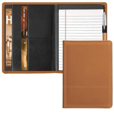 Imagem de Gorbado Pasta clássica padfolio/júnior, fichário organizador de negócios A5 para homens e mulheres, bloco de escrita 12 x 20 incluído, marrom