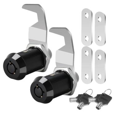 Imagem de KOVOSCH Pacote com 2 cadeados pretos para caixa de ferramentas com chaves, fechaduras tubulares de 3,5 cm com chave de 3,5 cm, gancho para carrinho de ferramentas de frete portuário, liga de zinco
