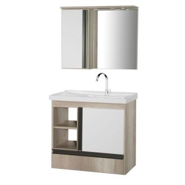 Imagem de Gabinete de Banheiro com Espelheiro Kit Macapá 60cm - Boatto Móveis , 