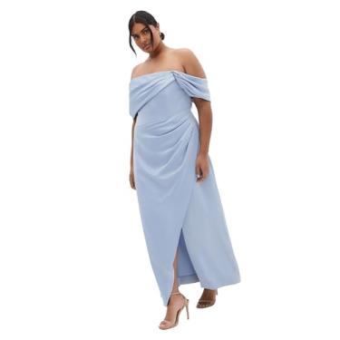 Imagem de City Chic Vestido longo feminino plus size - Paloma, Azul empoeirado, 58