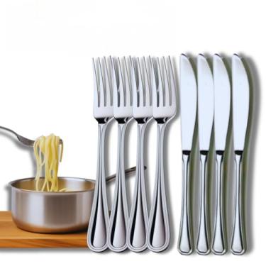 Imagem de Kit 200 Garfo e Faca Talheres 100% Aço Inox 100 Garfo e 100 Faca Premium Casa Buffet Restaurante Lanchonete Qualidade(KIT 60)