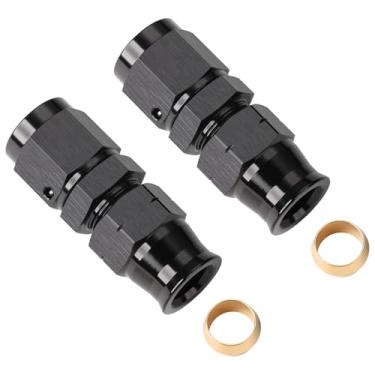 Imagem de Podavelle 6AN alargador fêmea para tubo de combustível de 3/8 polegada conector de encaixe reto alumínio preto 2 peças