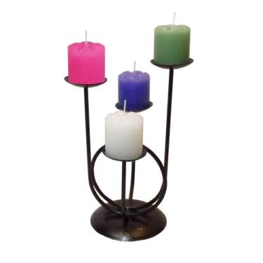 Imagem de Castiçal 4 Aros Coroa Advento 4 Velas Candelabro Cores 2 - Velitas (r)