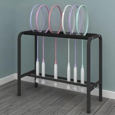 Imagem de Floorstanding Racket Storage Rack, Racket Holder, Large Metal Sports Organizer, Space Saver, For storage of sports(Black)
