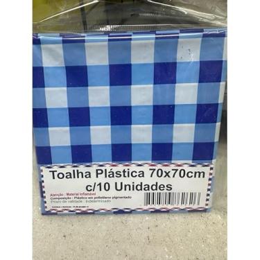 Imagem de Kit 10 Toalha De Mesa Lisa Plástica 70x70cm Para Aniversário Festa Casamento(Xadrez azul royal)